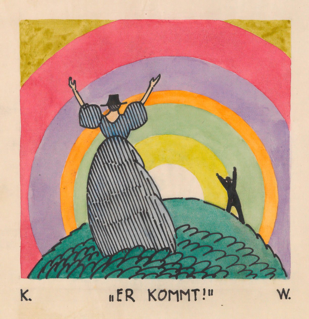 He Comes, c.1921 (kağıt üzerine guaj boya) by Karl Wiener