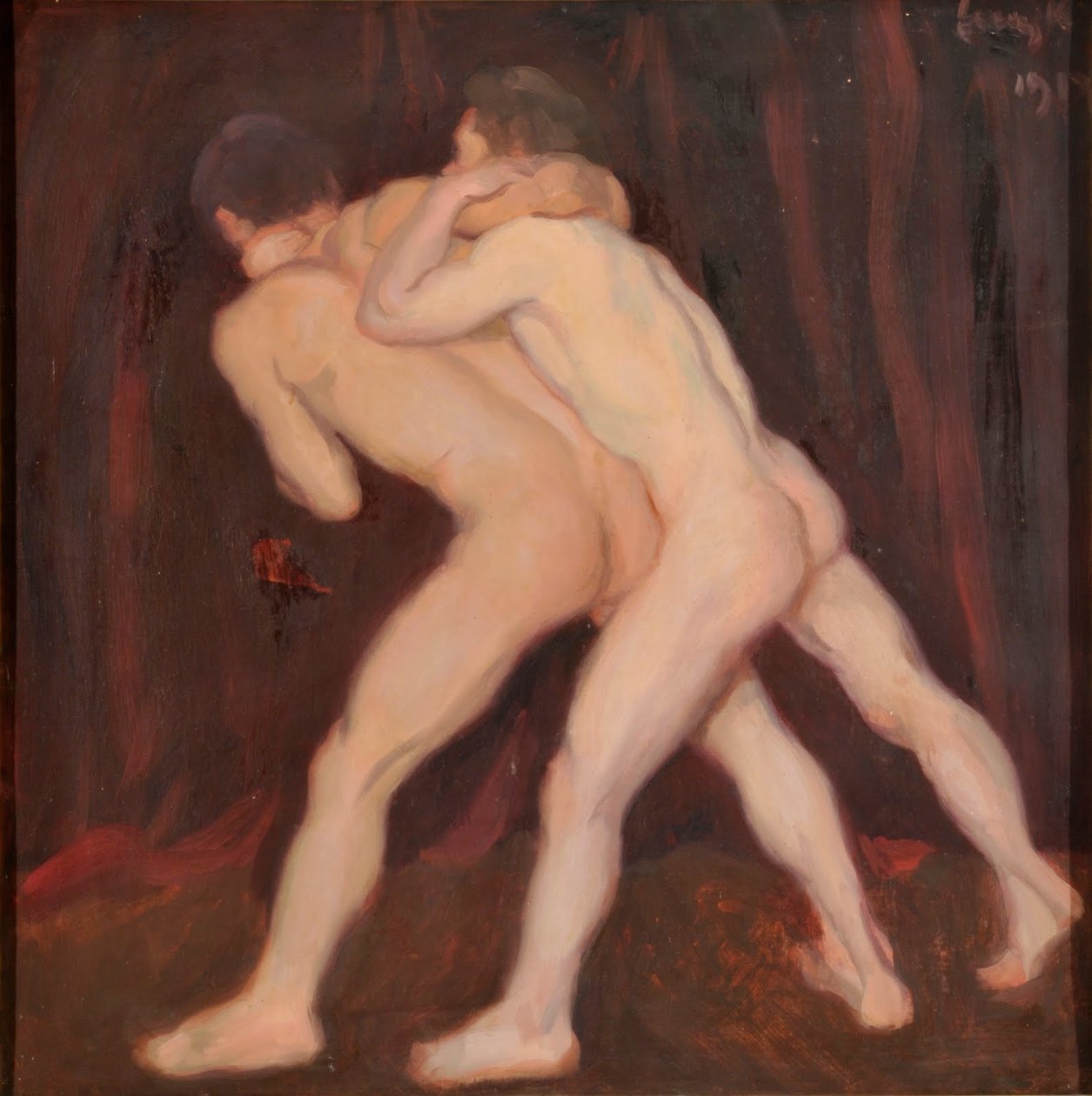 güreşçiler by Károly Ferenczy
