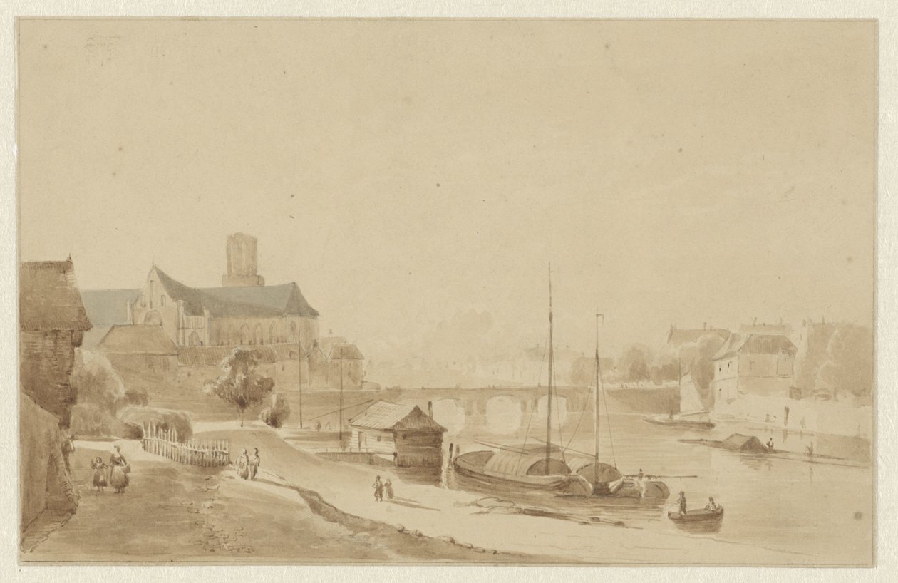 Bir nehir üzerinde şehir by Kasparus Karsen (possibly)