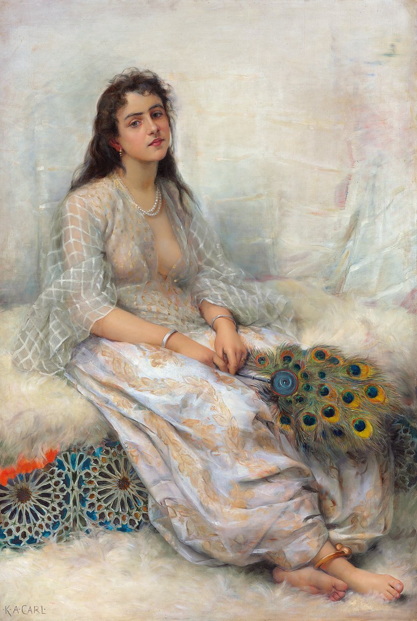 Bir Doğu Güzeli (tuval üzerine yağlı boya) by Katherine Augusta Carl