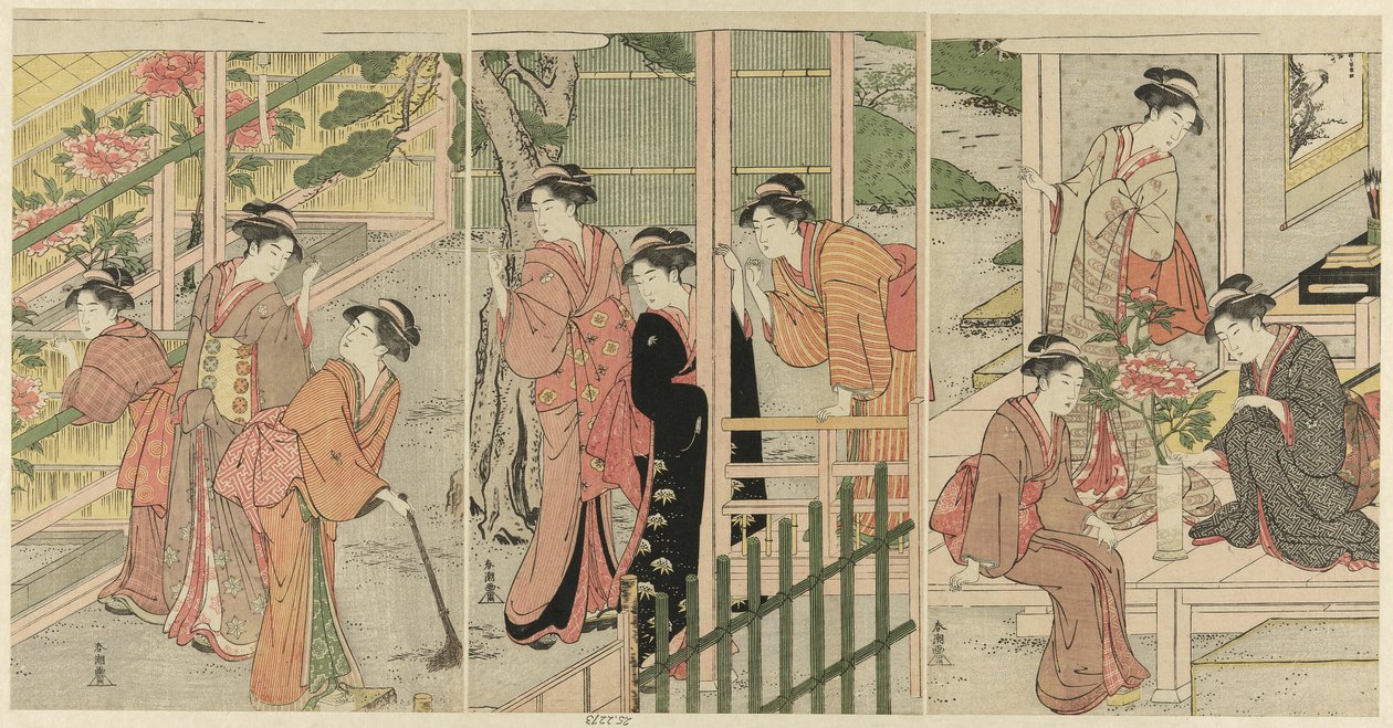 Şakayıklara Hayran Kadınlar by Katsukawa Shuncho