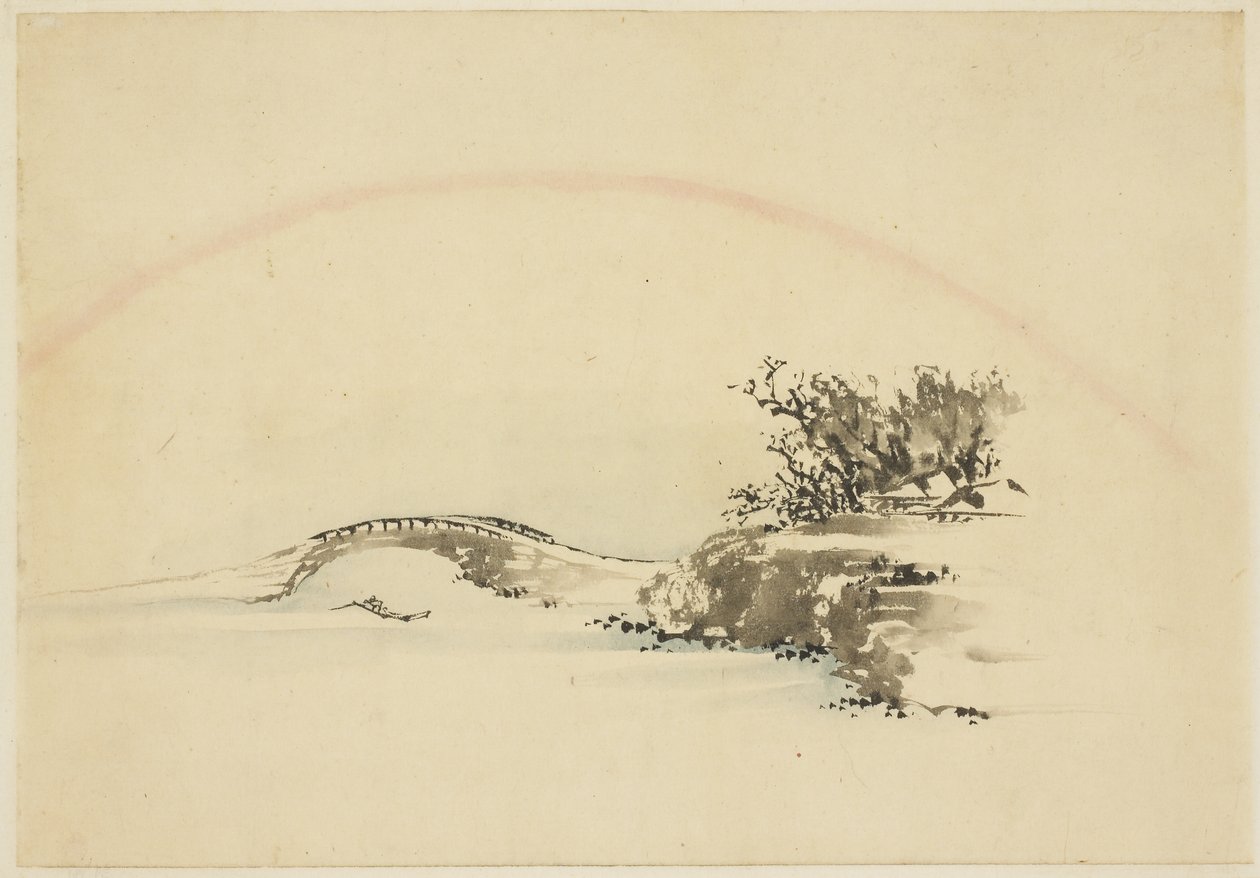 Gökkuşağı ile manzara by Katsushika (school of) Hokusai
