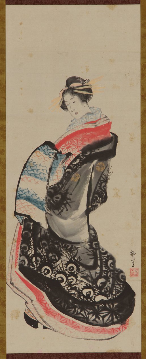 Bir fahişe ayakta, 18. yüzyılın sonlarında ve 19. yüzyılın başlarında. by Katsushika Hokusai