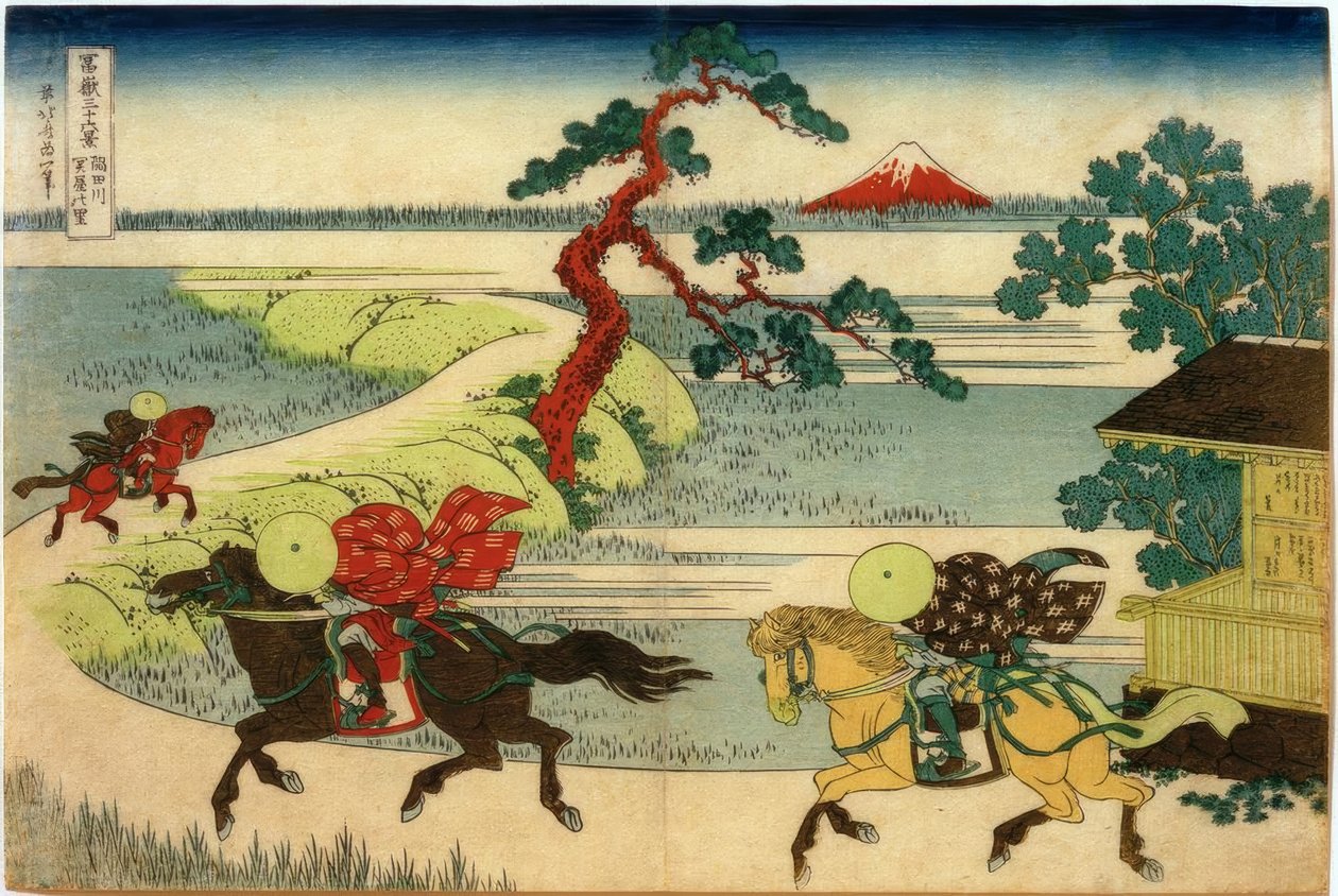 Sumida Nehri üzerindeki Sekiya köyü by Katsushika Hokusai