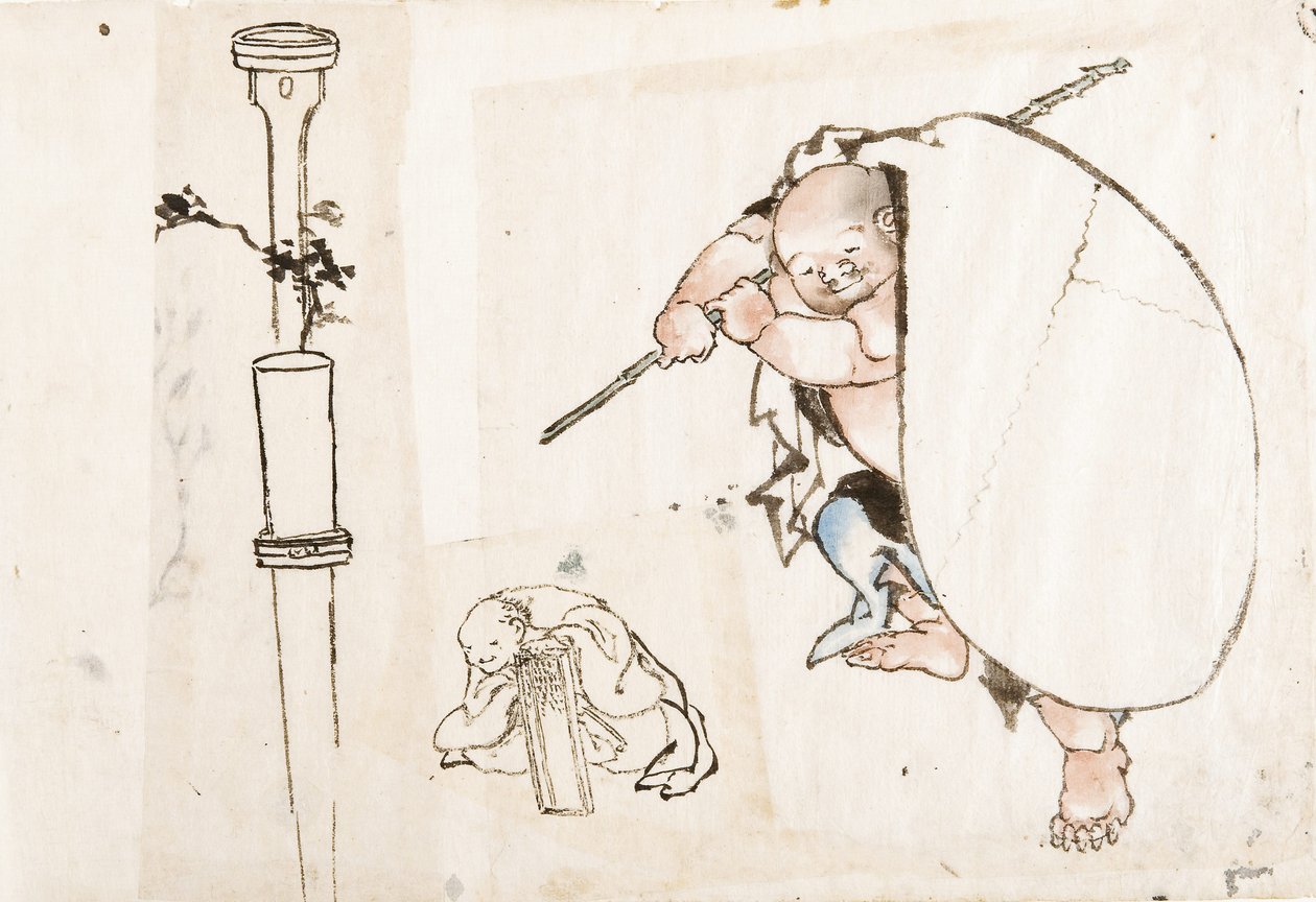Hotei, 19. yüzyılın ilk çeyreği.. by Katsushika Hokusai