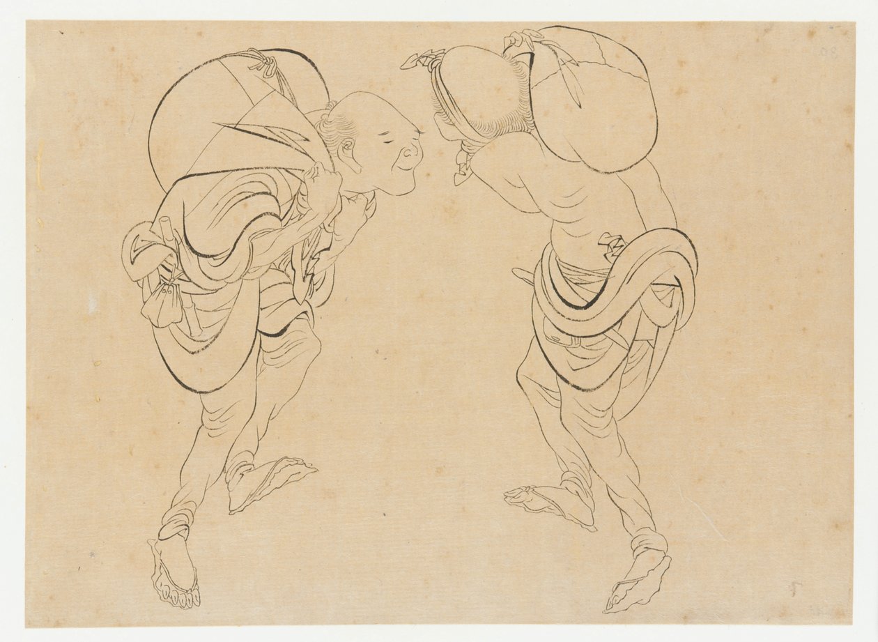 İşçiler, 18. yüzyılın sonu ve 19. yüzyılın başı. by Katsushika Hokusai