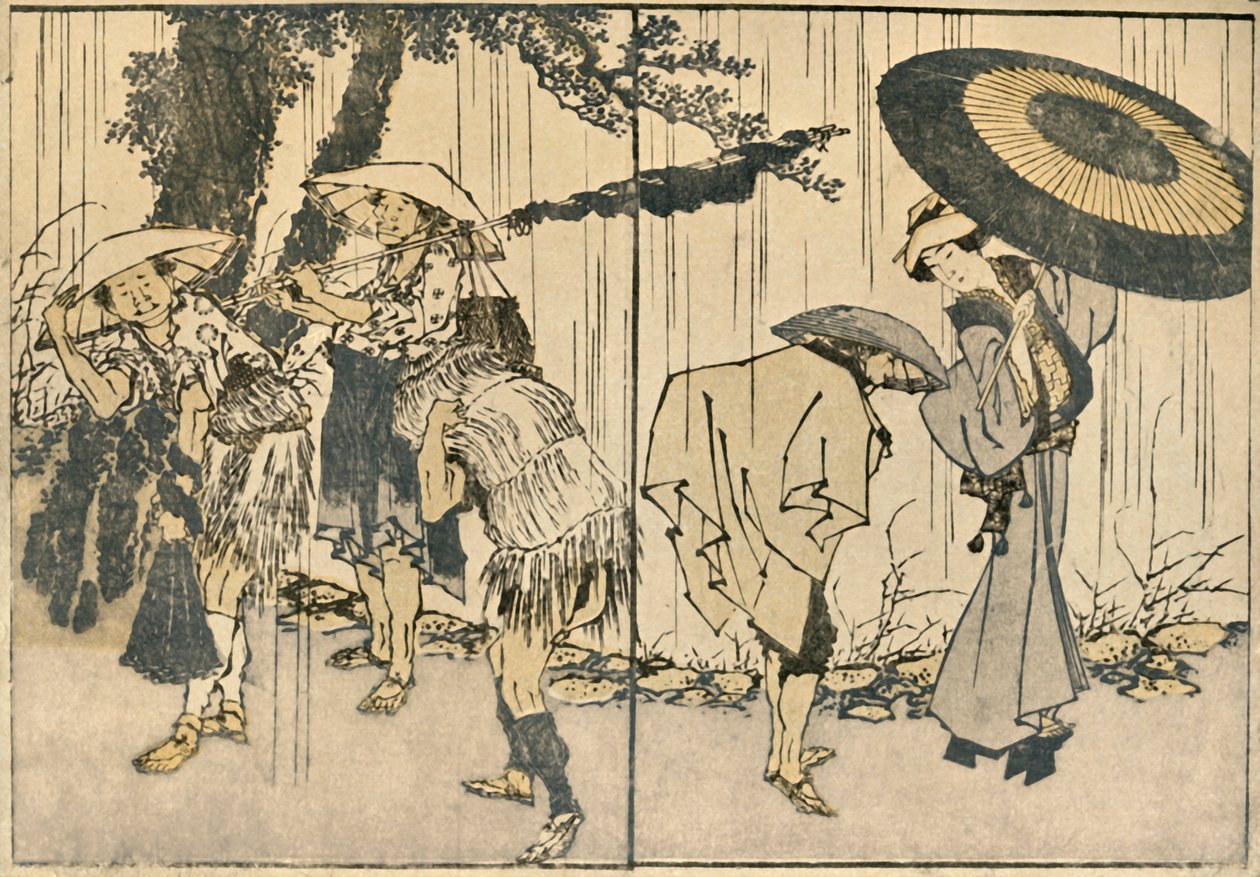 Yağmurdaki insanlar, 1819, 1924. by Katsushika Hokusai