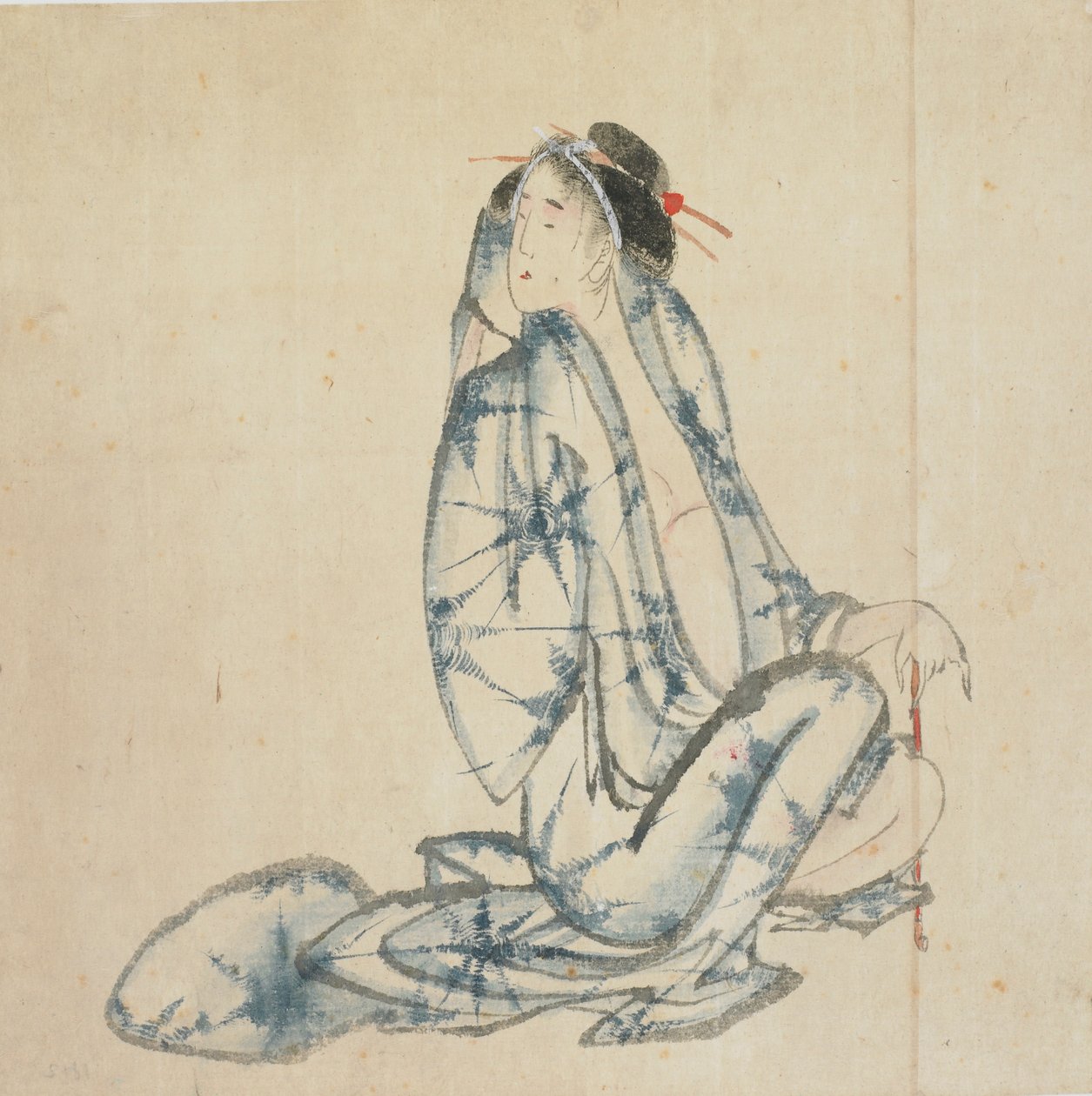 Oturan fahişe, 18. yüzyılın sonları ve 19. yüzyılın başlarında. by Katsushika Hokusai