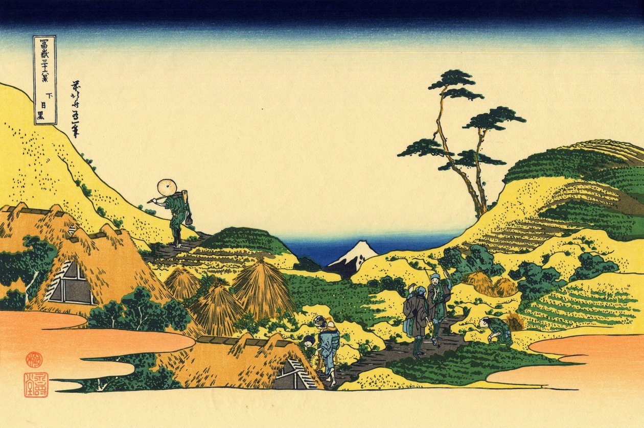 Shimomeguro, c.1830 (tahta baskı) by Katsushika Hokusai