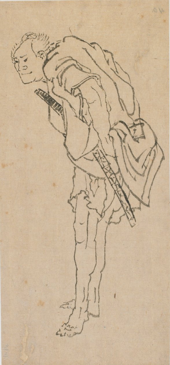 Ayakta duran adam, 18. yüzyılın sonu ve 19. yüzyılın başı. by Katsushika Hokusai