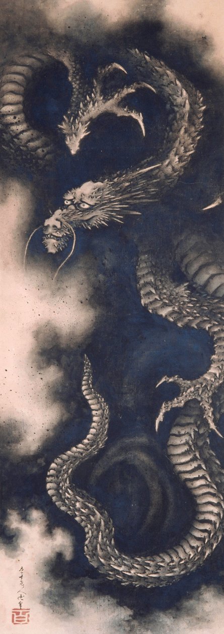 Bulutların Arasındaki Ejderha, 1849. by Katsushika Hokusai
