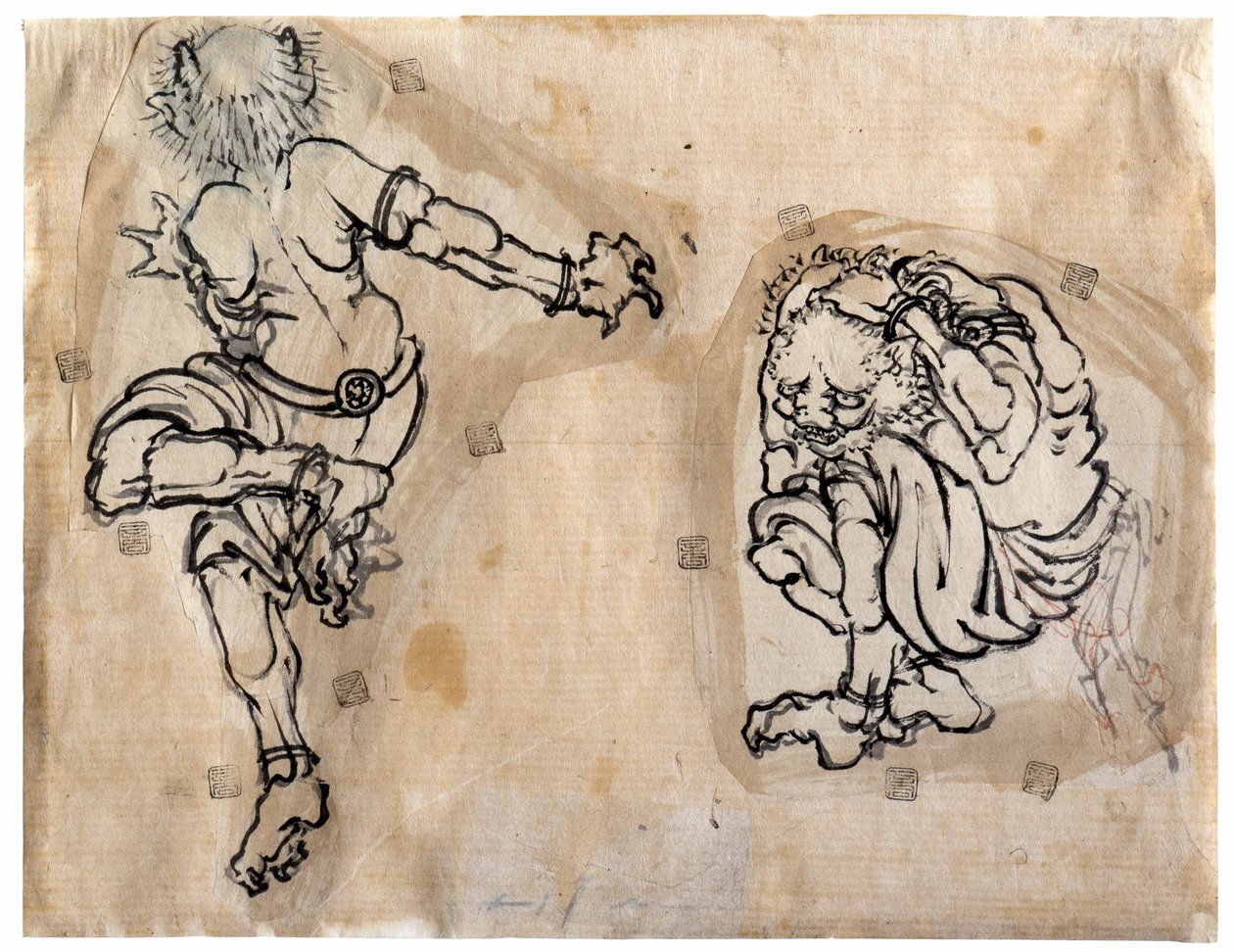 İki Oni İblisi, 1830-1839. by Katsushika Hokusai