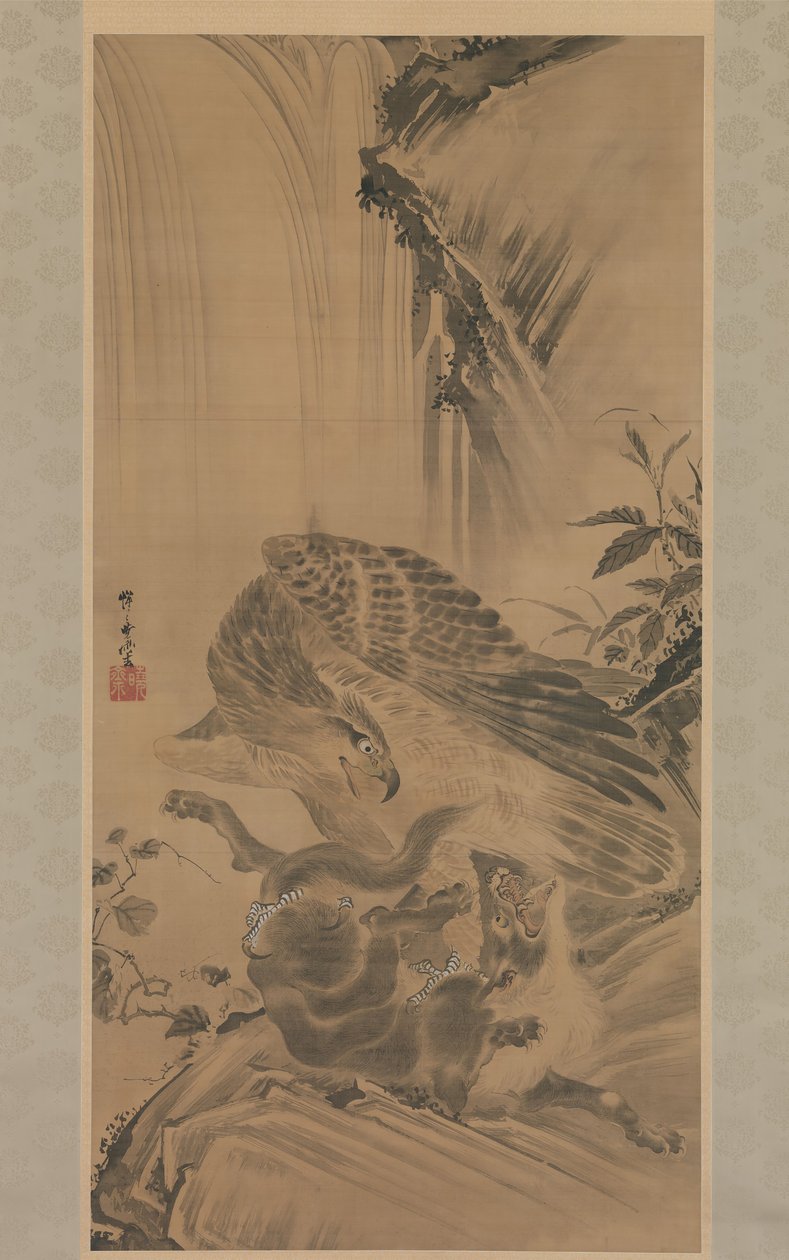 Dağ Aslanına Saldıran Kartal, 1885. by Kawanabe Kyosai