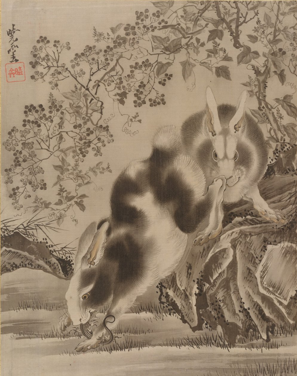 Tavşanlar, yaklaşık 1887. by Kawanabe Kyosai