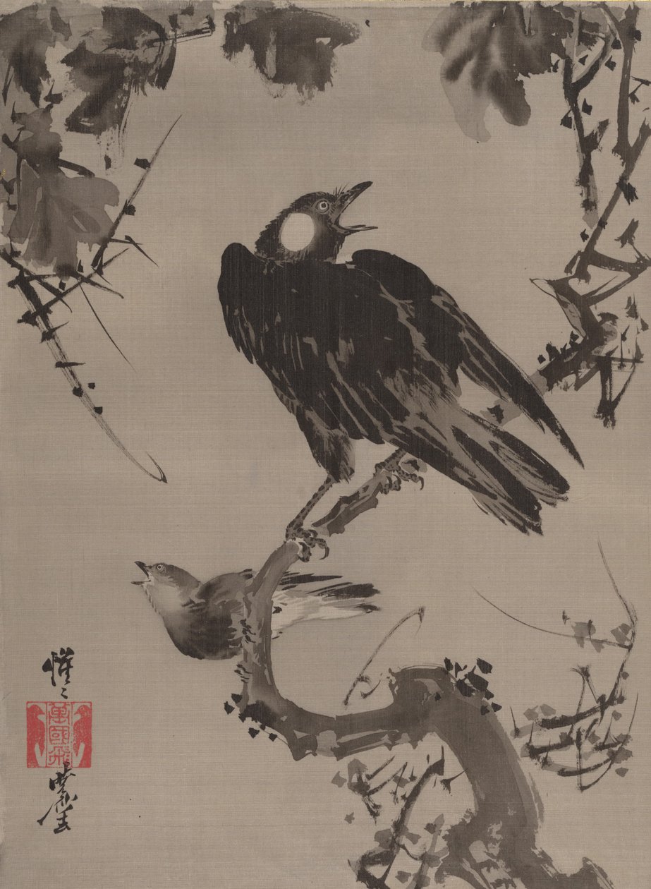 Daldaki Starlings, yak. 1887. by Kawanabe Kyosai