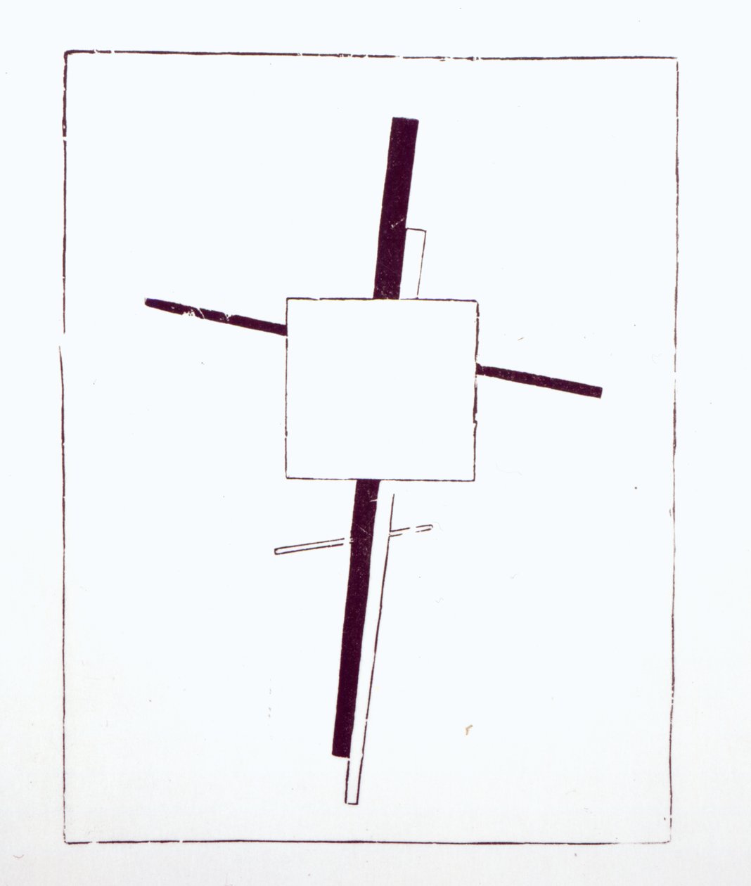 Suprematist Cross, 1920 (orijinal tahta bloktan ahşap gravür) by Kazimir Severinovich Malevich
