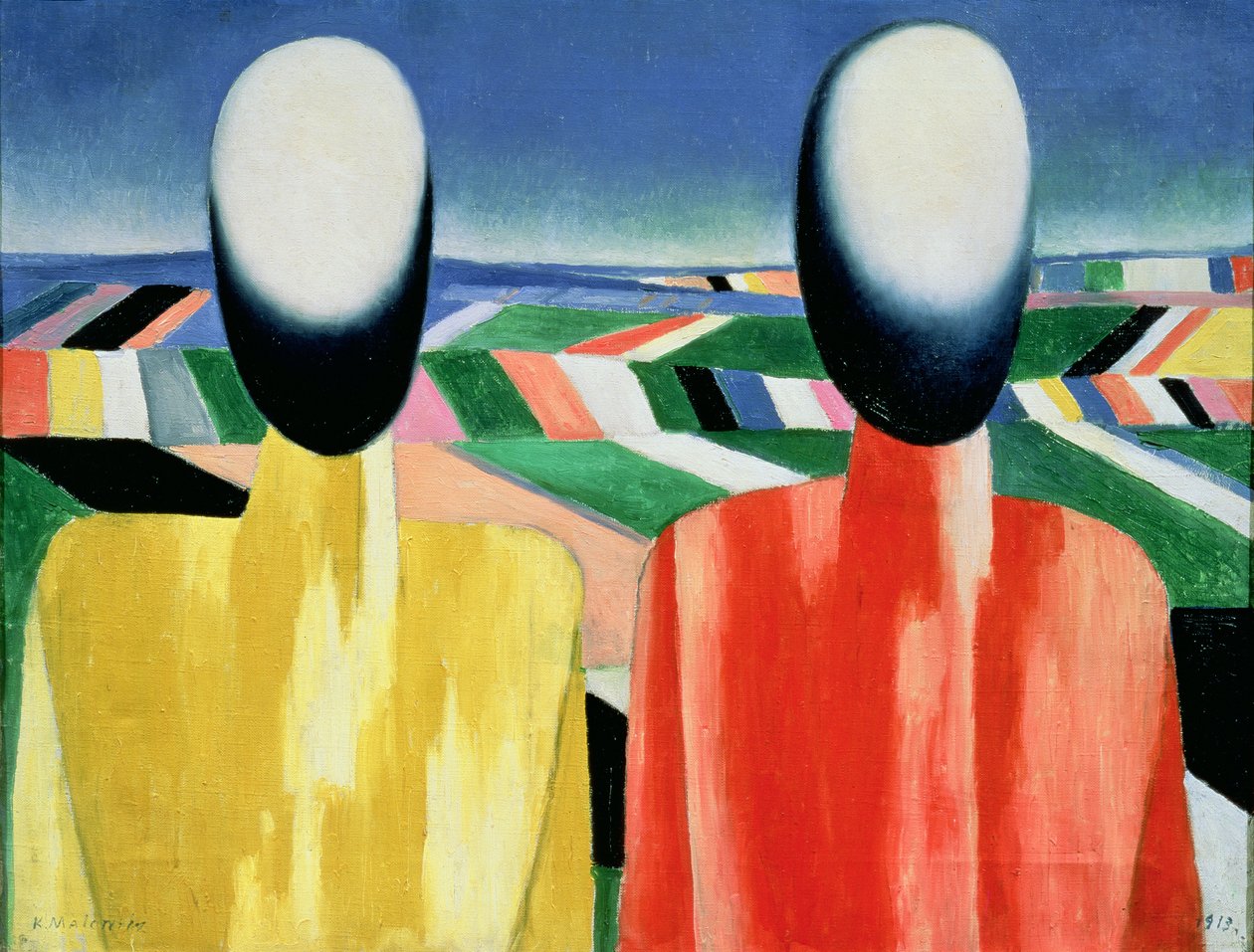 iki köylü by Kazimir Severinovich Malevich