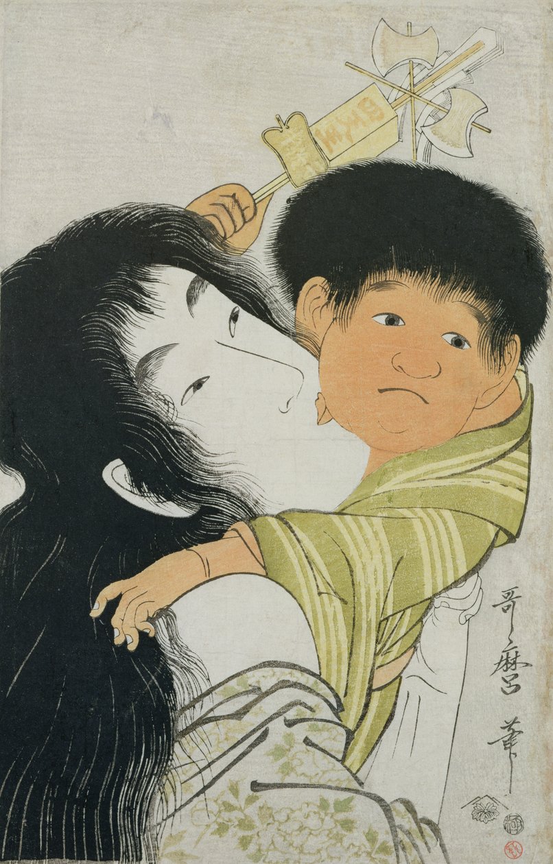 Yama-Uba ve Kintoki (tahta baskı) by Kitagawa Utamaro