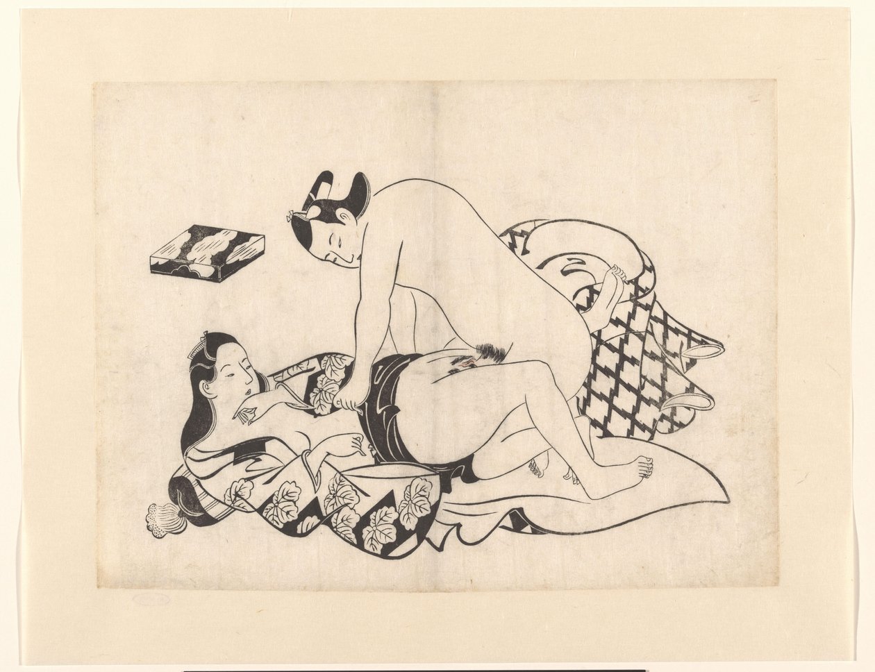 Çift öpücüklerle sevişiyor by Kiyonobu (I) , Torii