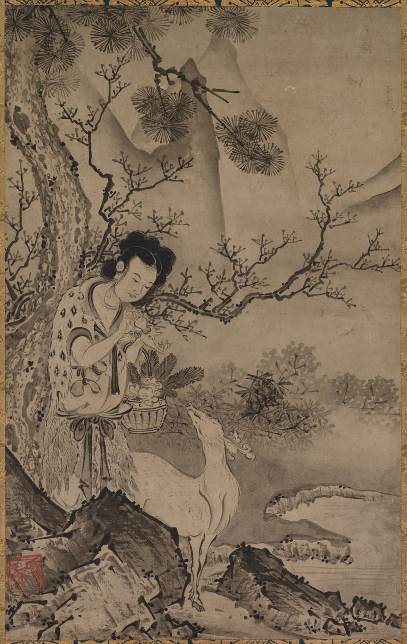 Peyzajda Kadın Taoist Figürü by Koboku