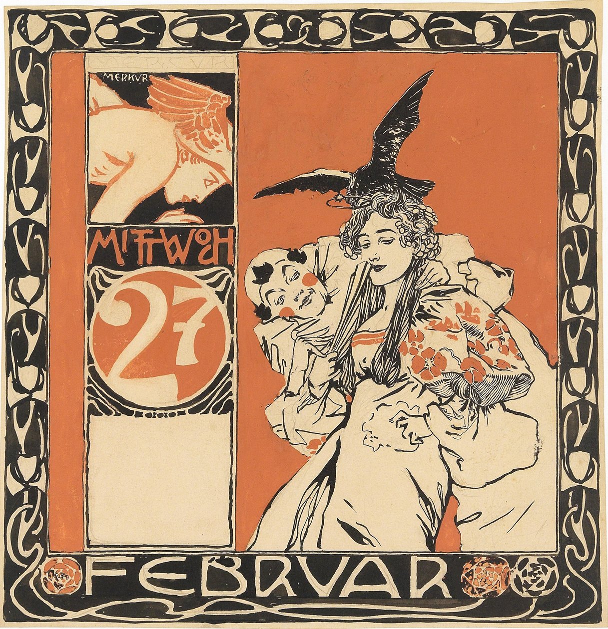 Takvim sayfası: 27 Şubat Çarşamba. by Koloman Moser