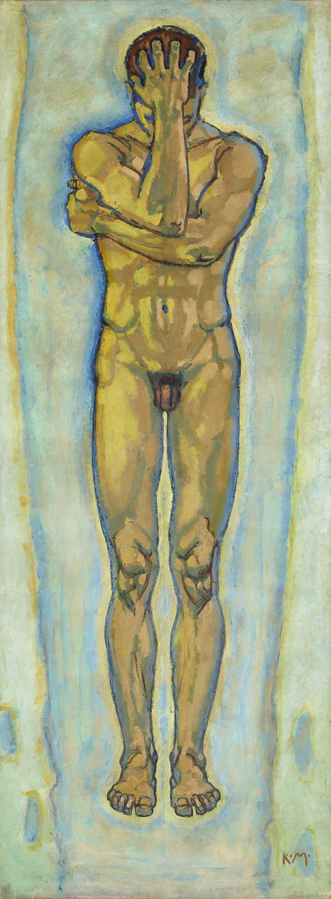 Erkek çıplak sarı ve mavi, c. 1913. by Koloman Moser