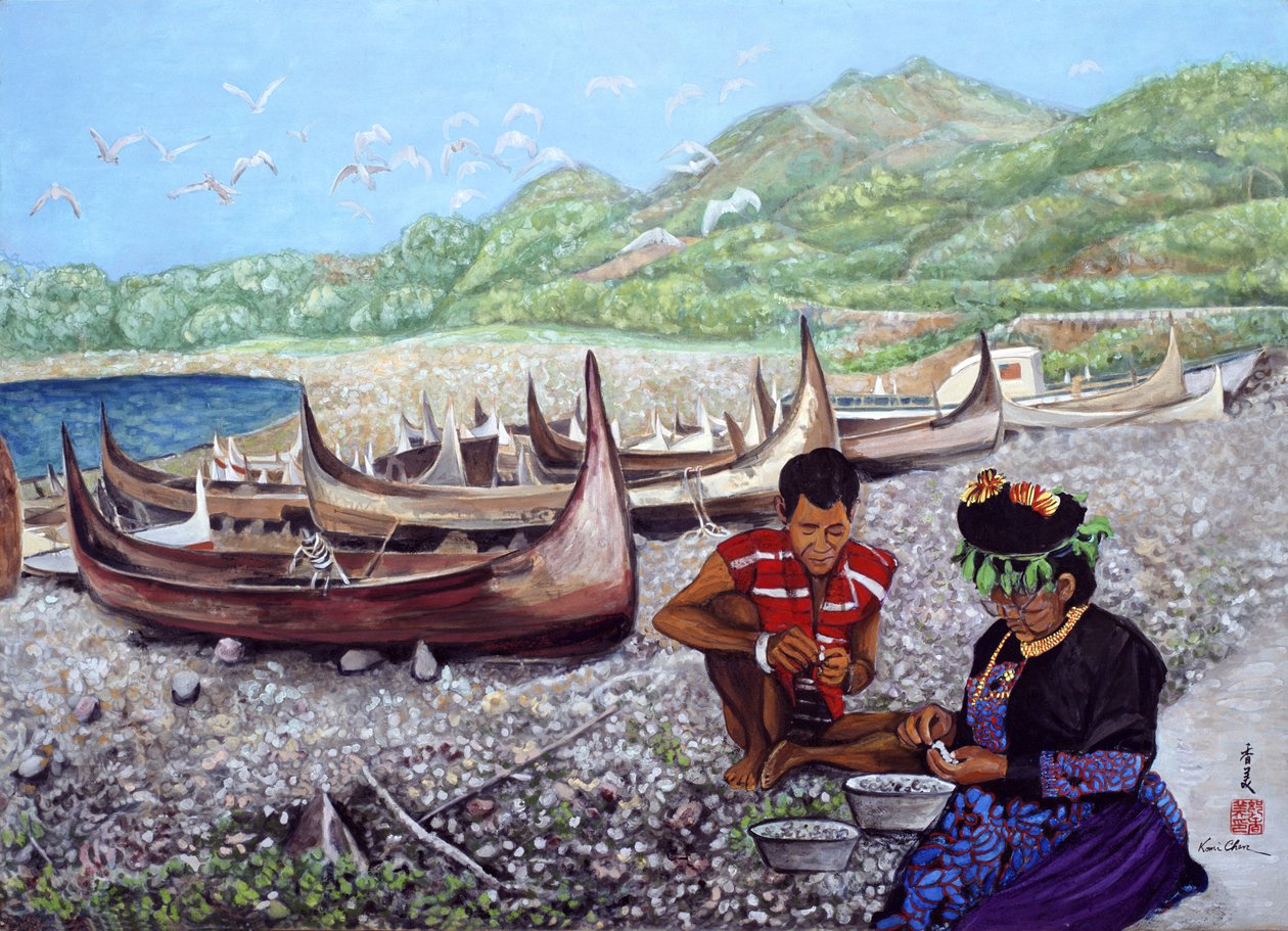 For Living, 1984 (ipek üzerine guaj) by Komi Chen