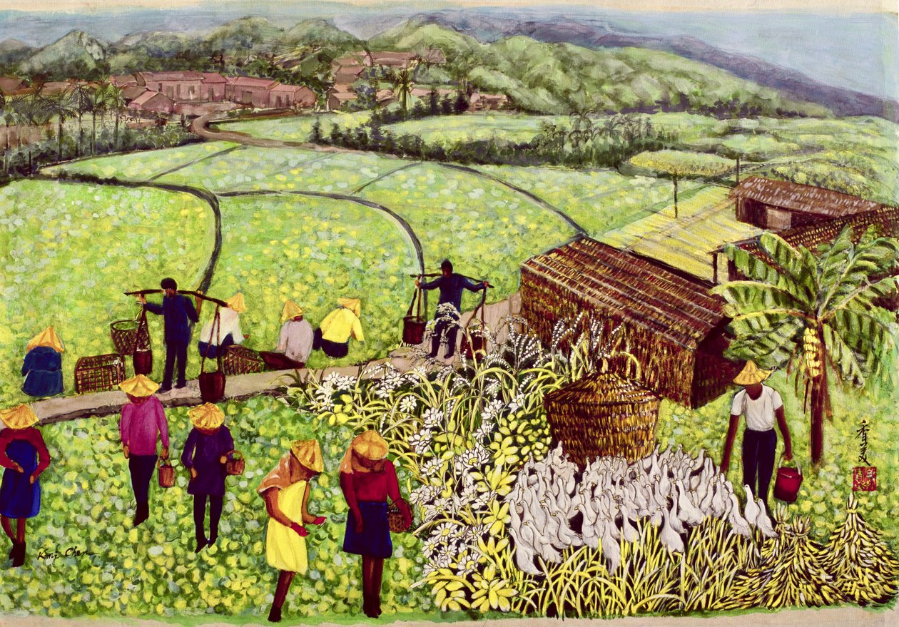Pastoral, 1992 (ipek üzerine guaj) by Komi Chen