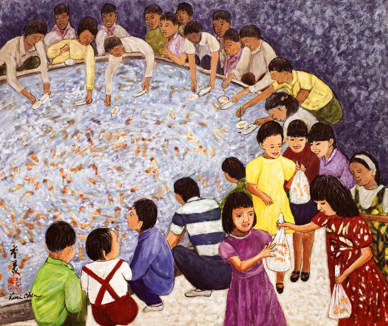 Gösteriş, 1994 (ipek üzerine guaj) by Komi Chen