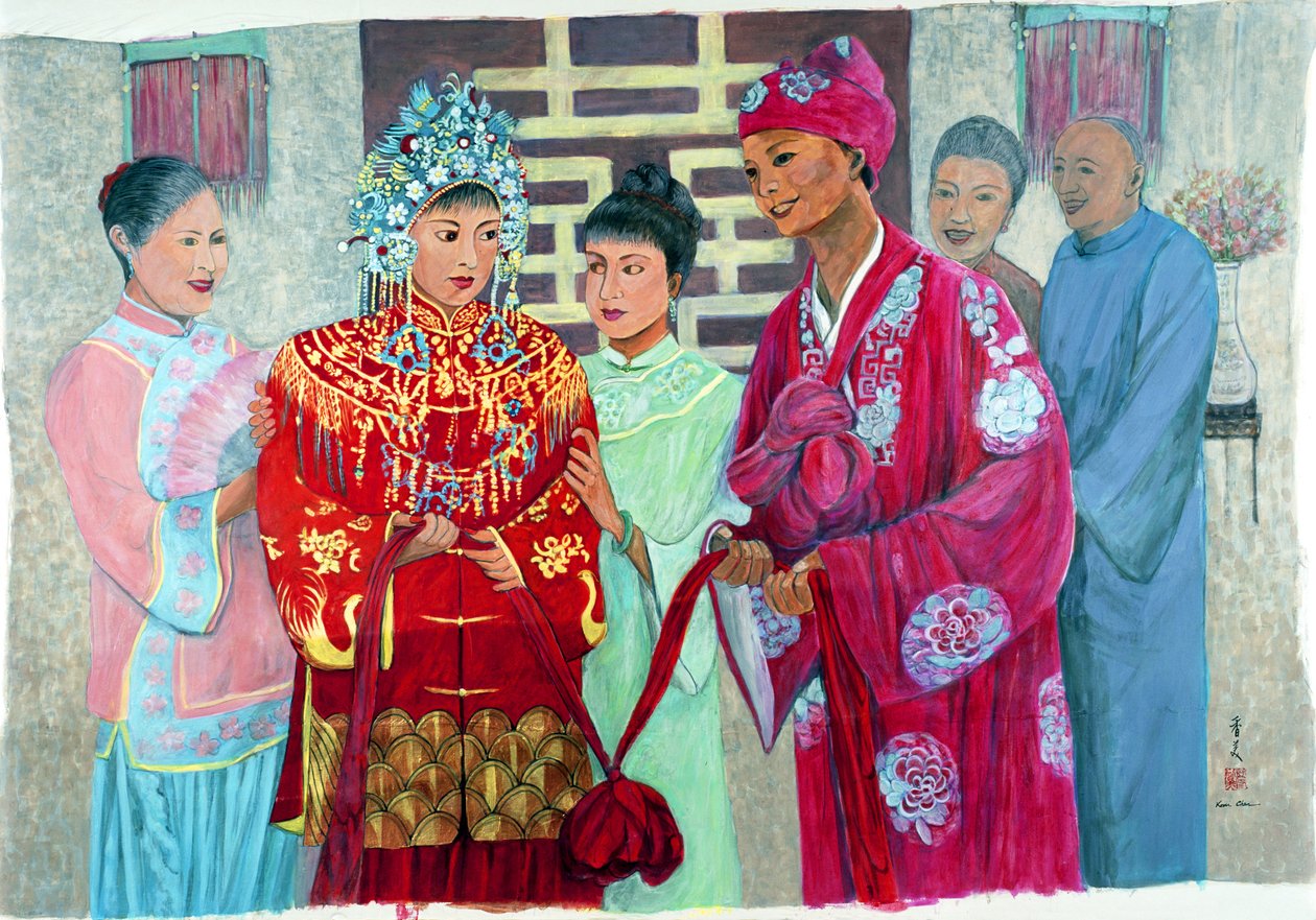 Düğün Günü, 2006 (ipek üzerine guaj) by Komi Chen