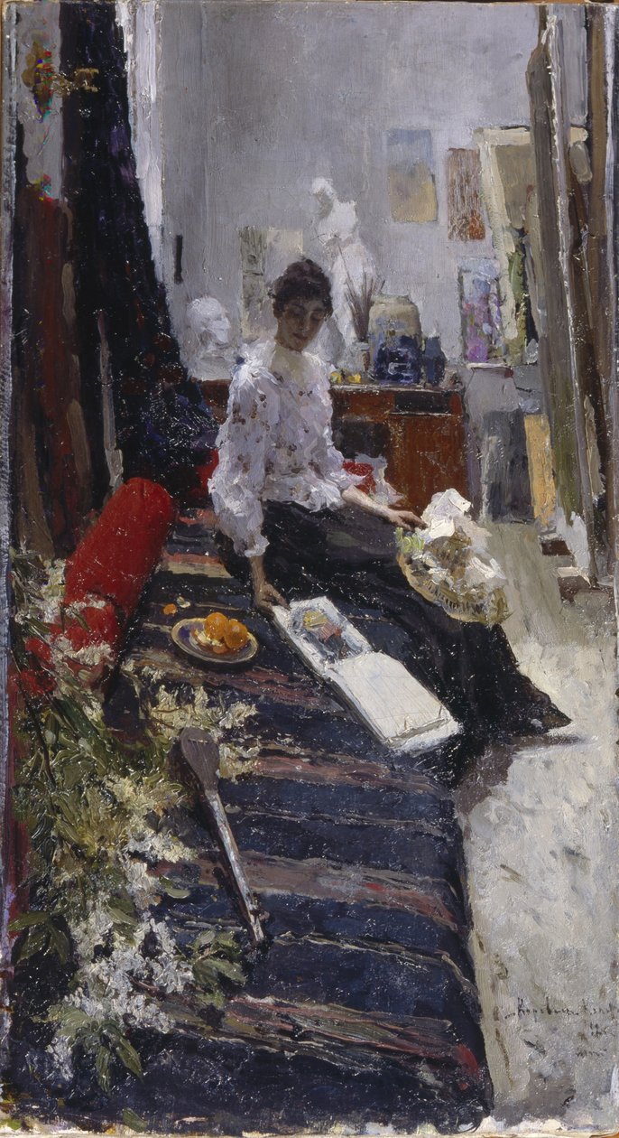 Ressamlar Stüdyosunda by Konstantin Alekseevich Korovin