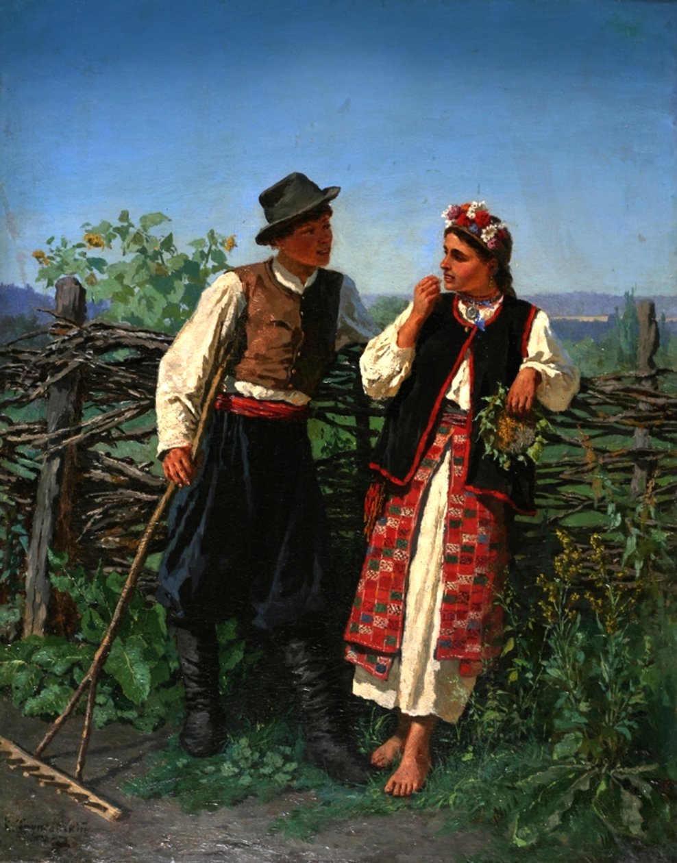 Wattle çitinde, 1863 by Konstantin Alexandrovich Trutovsky