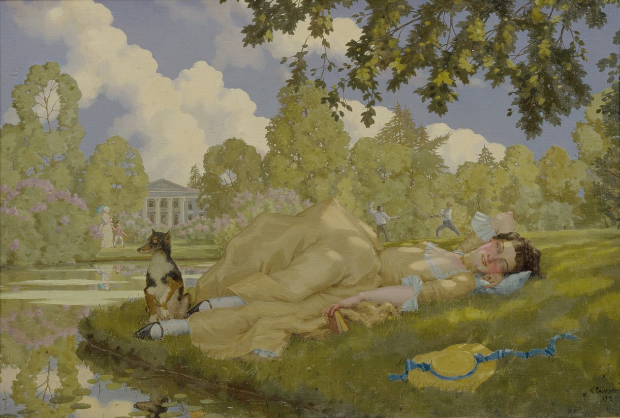 Parkta Uyuyan Kadın, 1922 by Konstantin Andreevic Somov