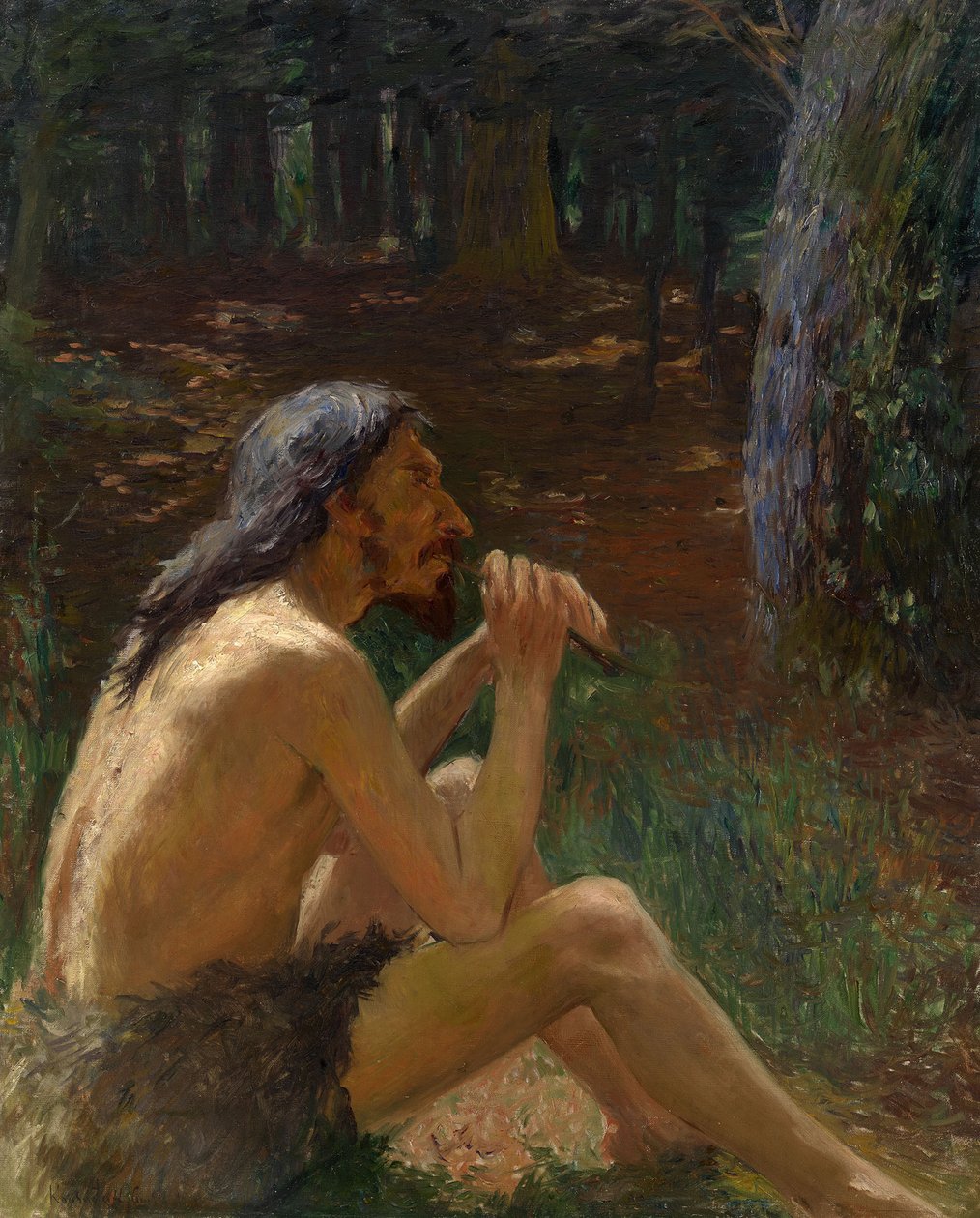 Flüt çalan mağara adamı by Konstantin Pavlovich Kuznetsov
