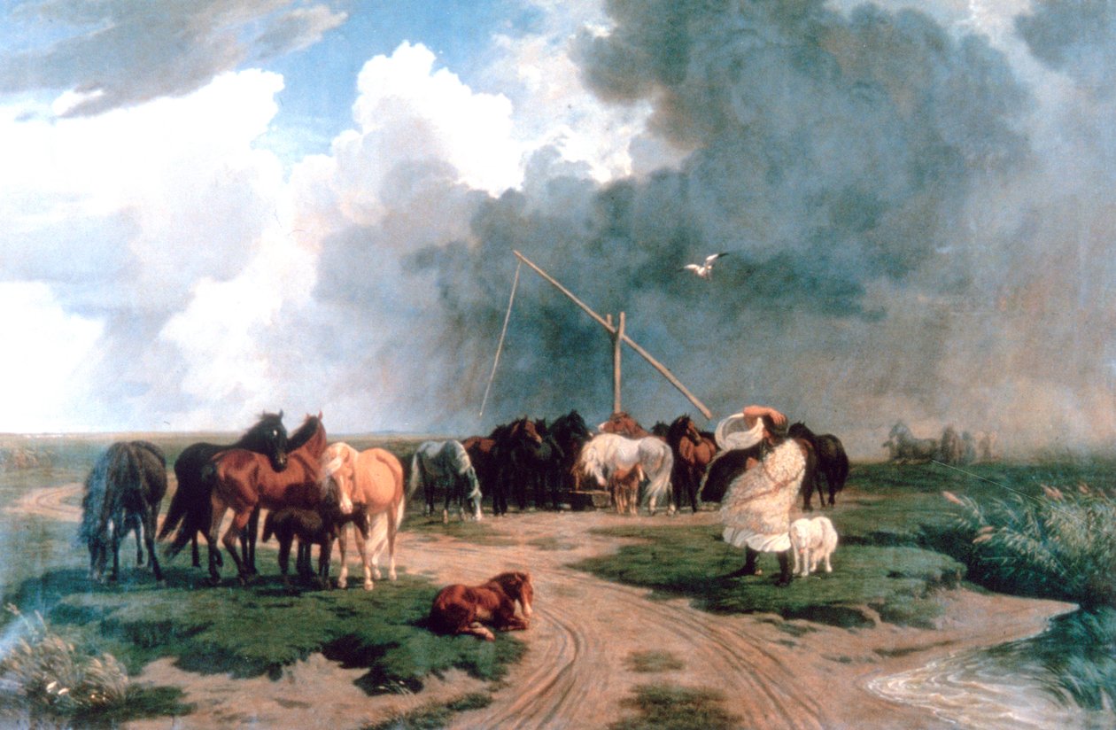 Fırtınadaki Atlar, 1862 by Károly Lotz
