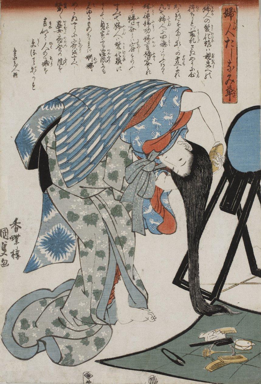 Saçını Taranan Kadın, 1847. by Kunisada