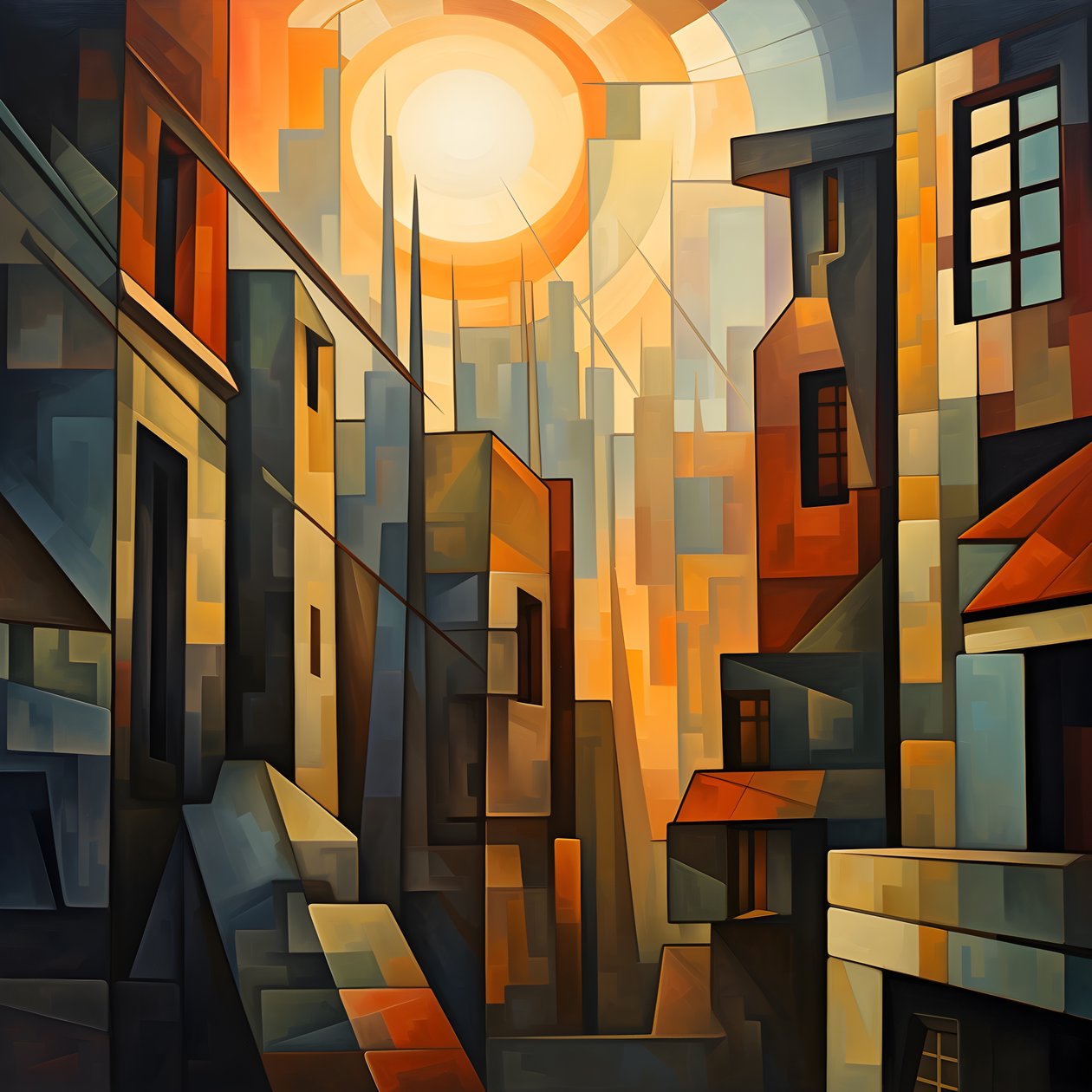 Kentsel manzara resminin kübist tarzı 3 by Kurt Heppke