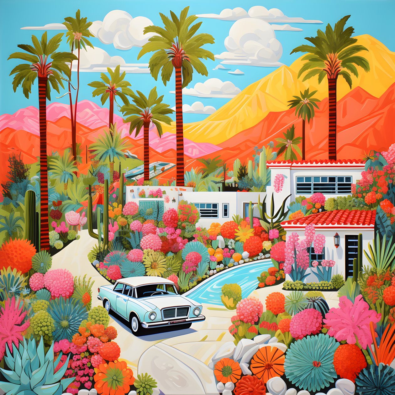 Palm Springs 1#39;in ayrıntılı çizimi by Kurt Heppke