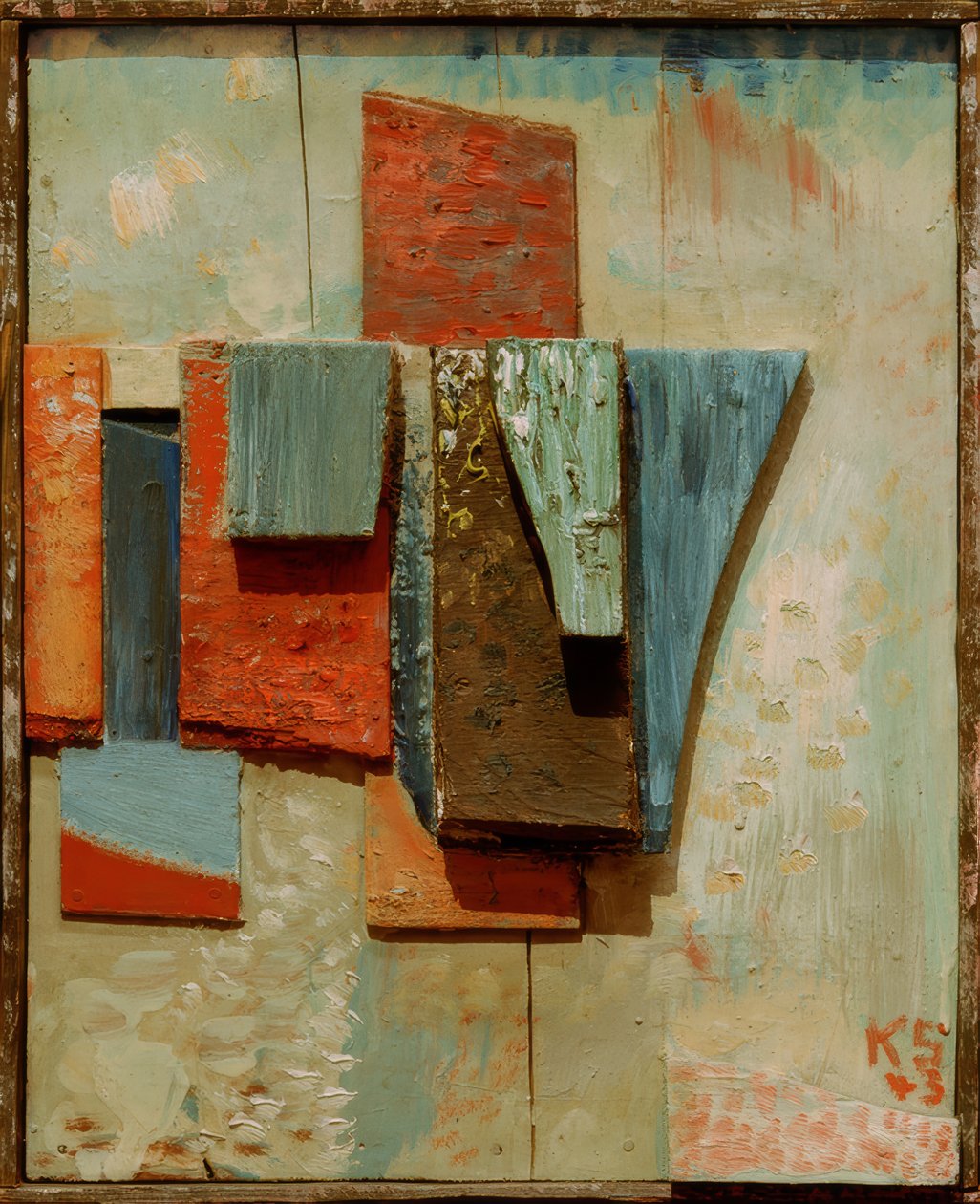 Renkli Ahşap Konstrüksiyon by Kurt Schwitters