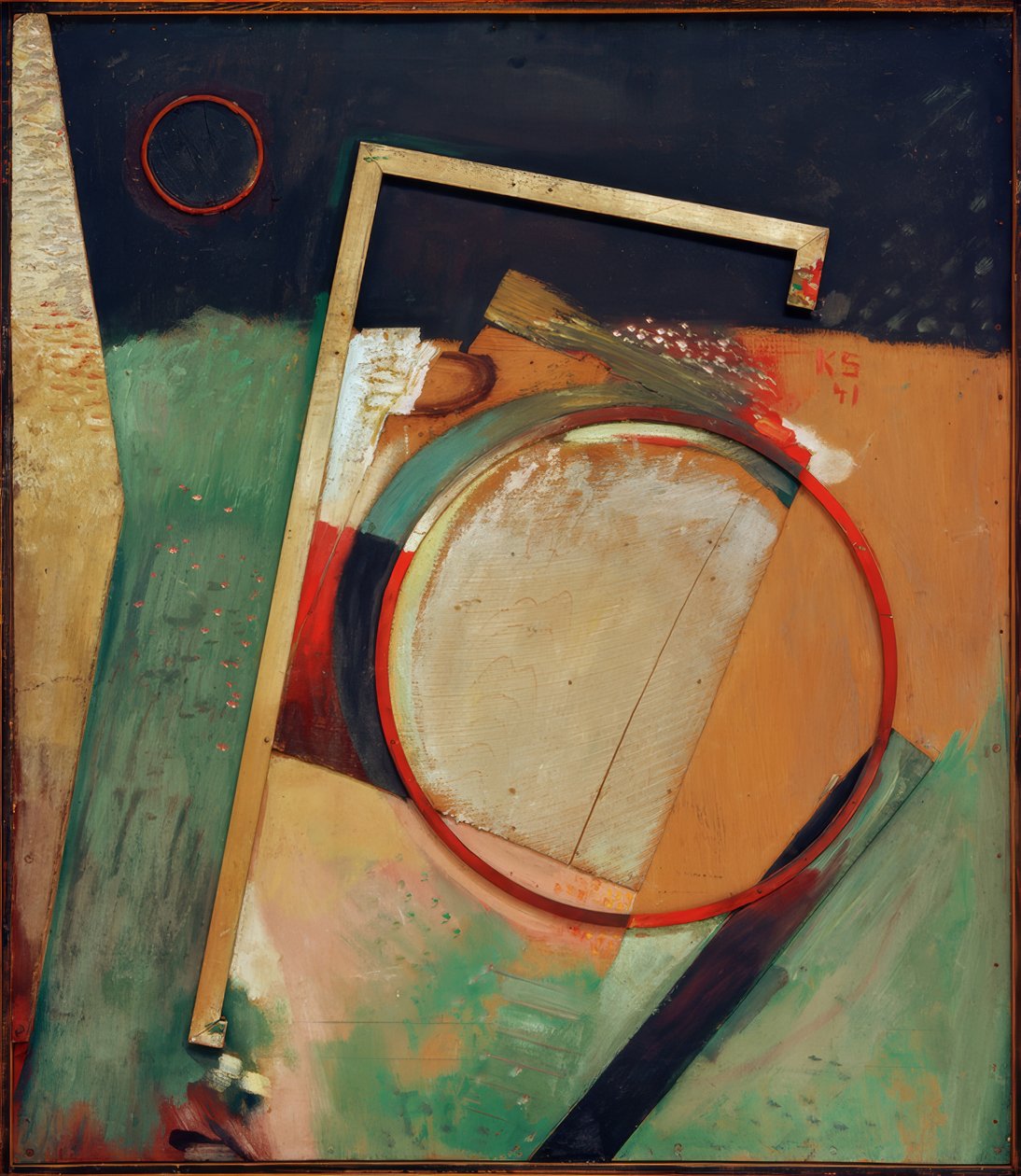 İsimsiz (halkalı ve çerçeveli resim) by Kurt Schwitters