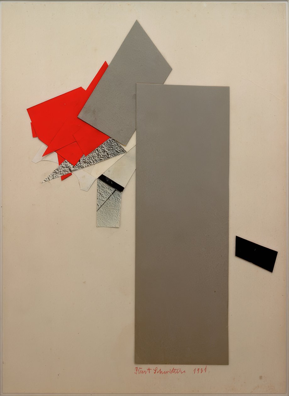 İsimsiz (kırmızı, gri, siyah) by Kurt Schwitters