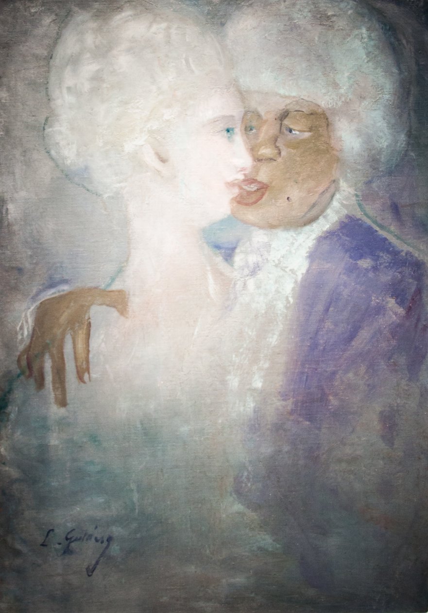 A_mulatt_ferfi_es_a_szoborfeher_asszonynİngilizce: Melez Adam ve Heykel Beyazı Kadın by Lajos Gulácsy