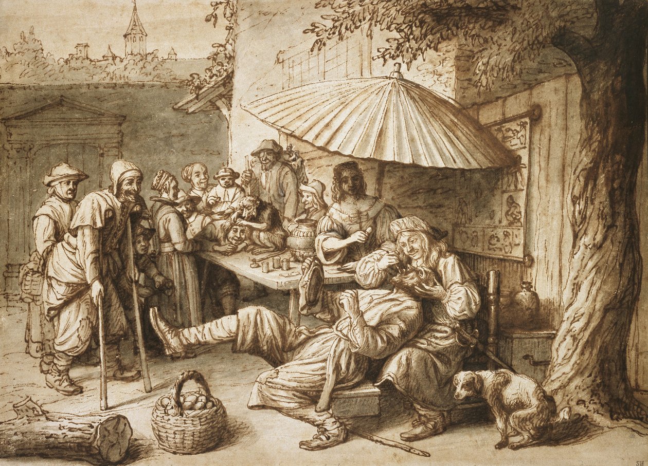 Diş Hekimi, 17. yüzyıl (kalem ve mürekkep ve kağıt üzerinde yıkama) by Lambert Doomer