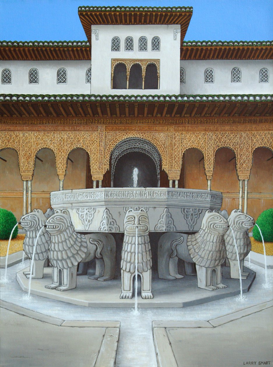 Lions Court (keten üzerine akrilik) by Larry Smart