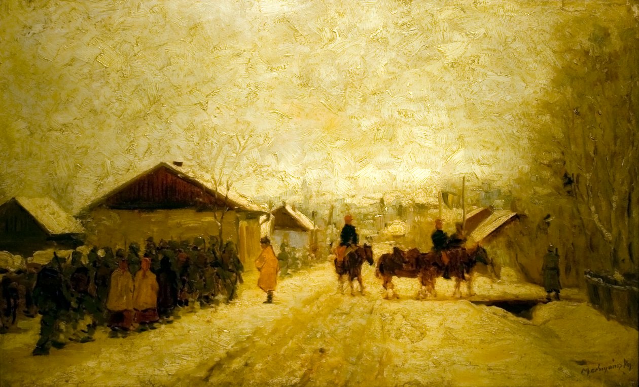 Teli tajban vonulo katonaknİngilizce: Marching_Soldiers_in_Winter_Landscapen by Laszlo Mednyanszky