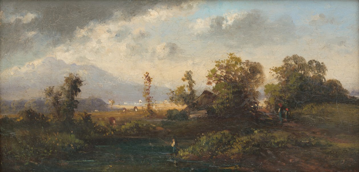 Bir balıkçı ile manzara by Laszlo Mednyanszky