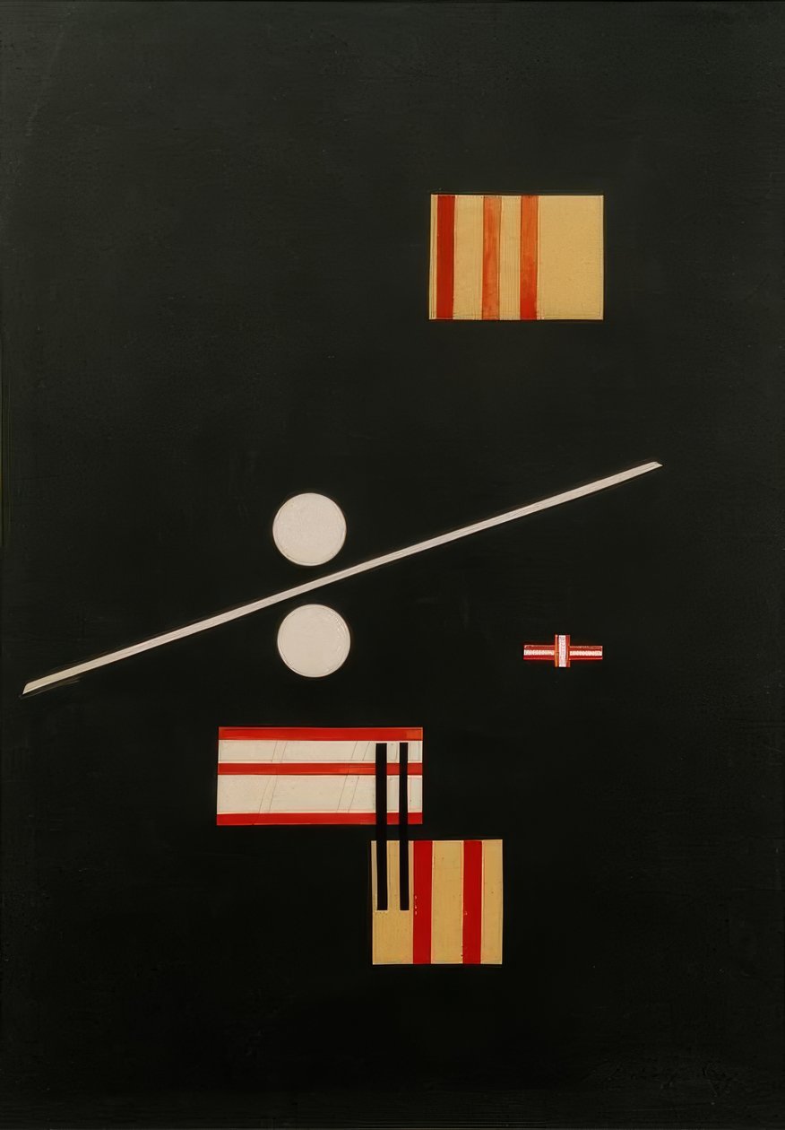 Siyah bir zemin üzerine kolaj by Laszlo Moholy Nagy