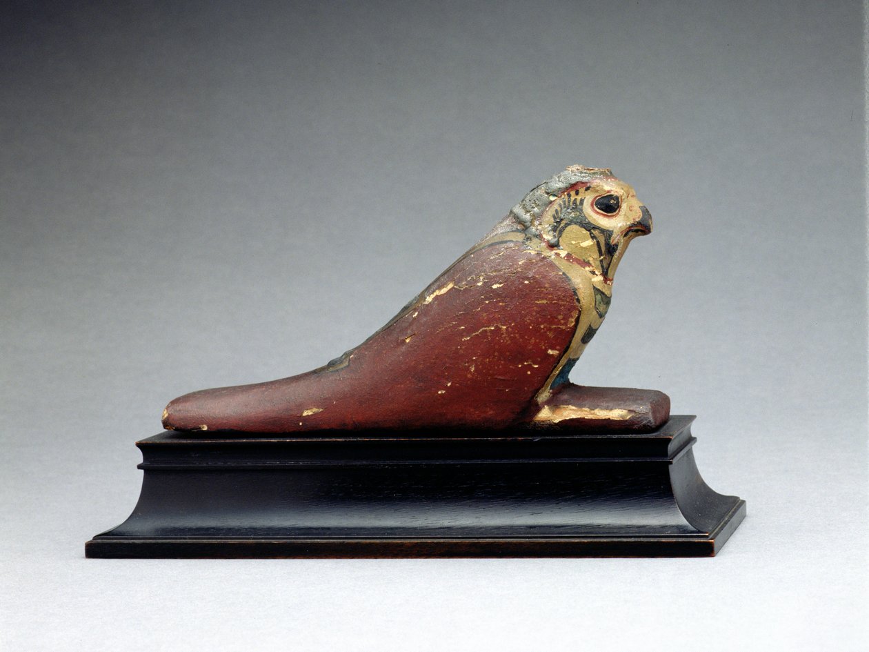Mumyalanmış şahin (jessolu ve boyalı ahşap) by Late Period Egyptian
