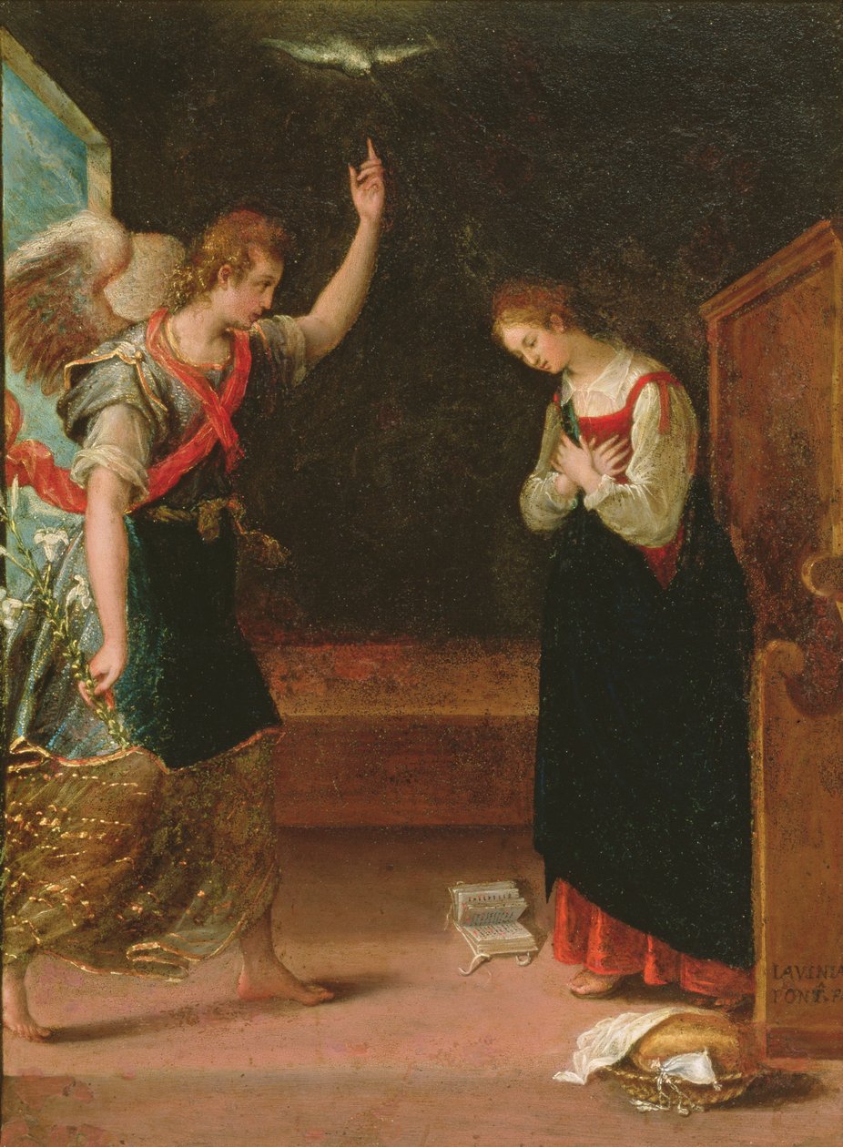 Müjde (bakır üzerine yağ) by Lavinia Fontana