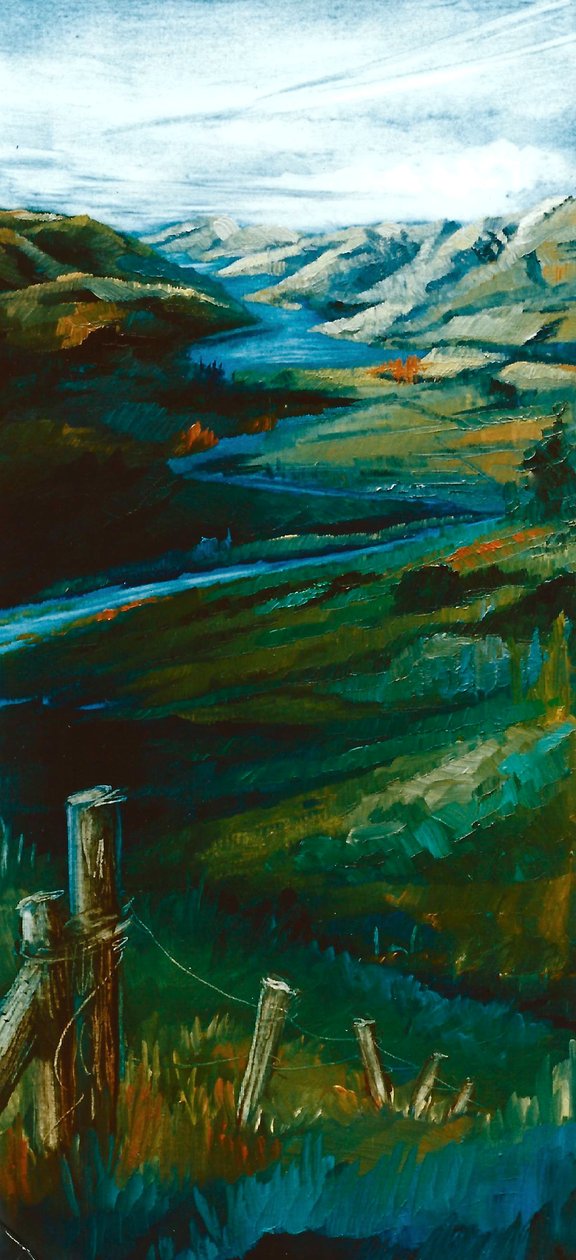 Akaroa NZ, 1997 (kağıt üzerine yağlı boya) by Lee Campbell